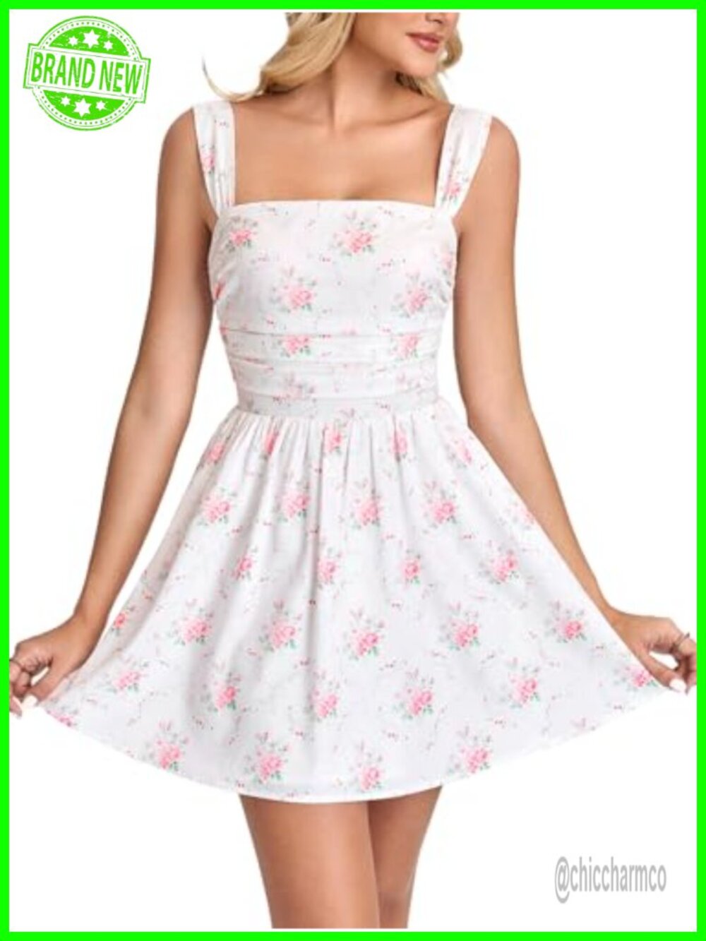 Floral Corset Mini Dress Square Neck Lace Up A Line Sundress